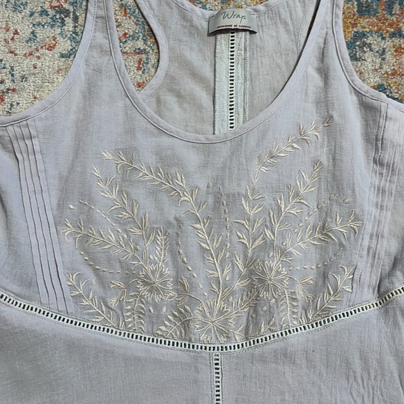 Wrap lavender racerback embroidered sleeveless top - Picture 2 of 7